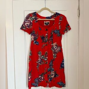 Anthropologie Maeve Red Floral Dress